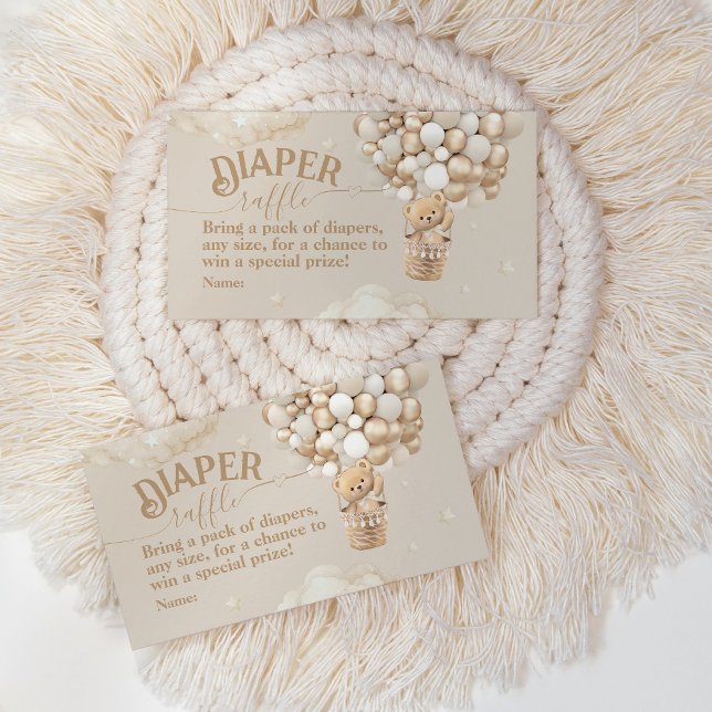 Tarjeta De Recepción Teddy Bear Balloon Bearly Wait Baby Shower Diaper (Subido por el creador)