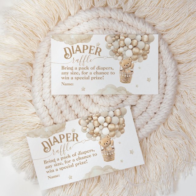 Tarjeta De Recepción Teddy Bear Balloon Bearly Wait Baby Shower Diaper (Subido por el creador)