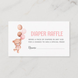 Tarjeta De Recepción Teddy Bear Balloon Diaper Raffle