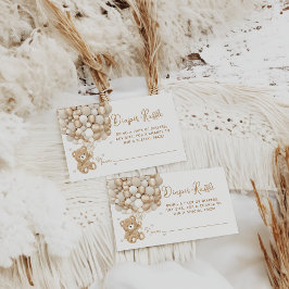 Tarjeta De Recepción Teddy Bear Balloon Heart Baby Shower Diaper Ticket