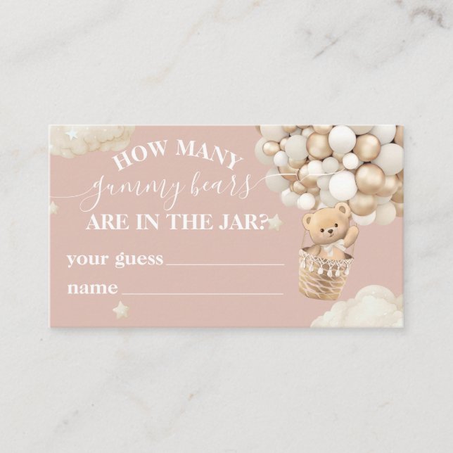 Tarjeta De Recepción Teddy Bear Balloon Juego de Baby Shower (Anverso)