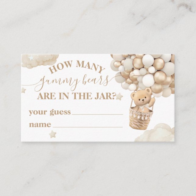 Tarjeta De Recepción Teddy Bear Balloon Juego de Baby Shower (Anverso)