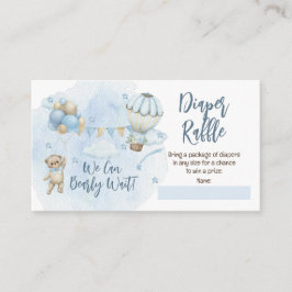 Tarjeta De Recepción Teddy Bear Balloons Boy Bearly Wait Diaper Raffle