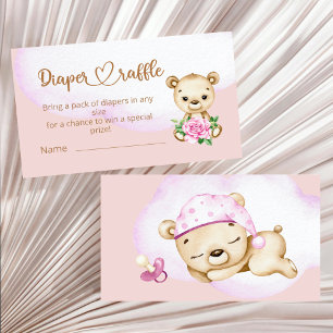 Tarjeta De Recepción Teddy Bear Bear Bear Baby Shower Diaper Raffle