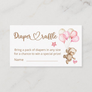 Tarjeta De Recepción Teddy Bear Bear Bear Baby Shower Diaper Raffle