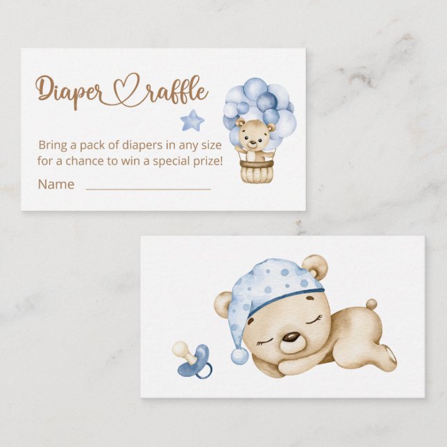 Tarjeta De Recepción Teddy Bear Bear Bear Baby Shower Diaper Raffle (Anverso / Reverso)
