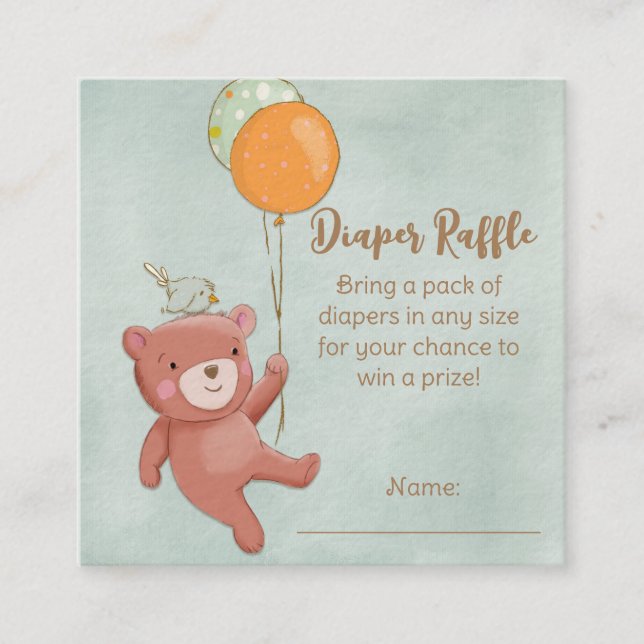Tarjeta De Recepción Teddy Bear, Bird and Balloons Baby Shower (Anverso)