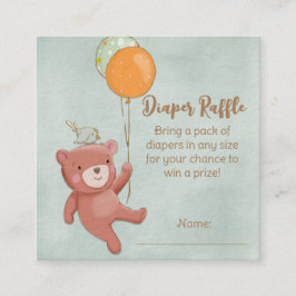 Tarjeta De Recepción Teddy Bear, Bird and Balloons Baby Shower