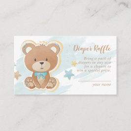 Tarjeta De Recepción Teddy Bear Blue Baby Shower Diaper Raffle