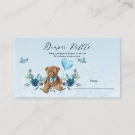 Tarjeta De Recepción Teddy Bear Blue Balloon Baby Shower Diaper Raffle