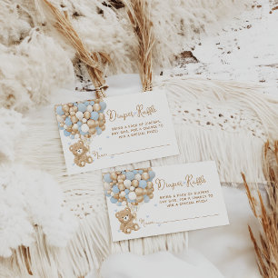 Tarjeta De Recepción Teddy Bear Blue Heart & Balloon Baby Boy Shower