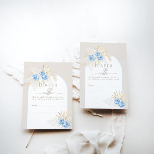 Tarjeta De Recepción Teddy Bear Boho Blue Boy Baby Shower Diaper Raffle