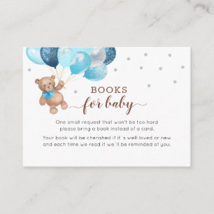 Tarjeta De Recepción Teddy Bear Book Request Baby Shower Enclosure