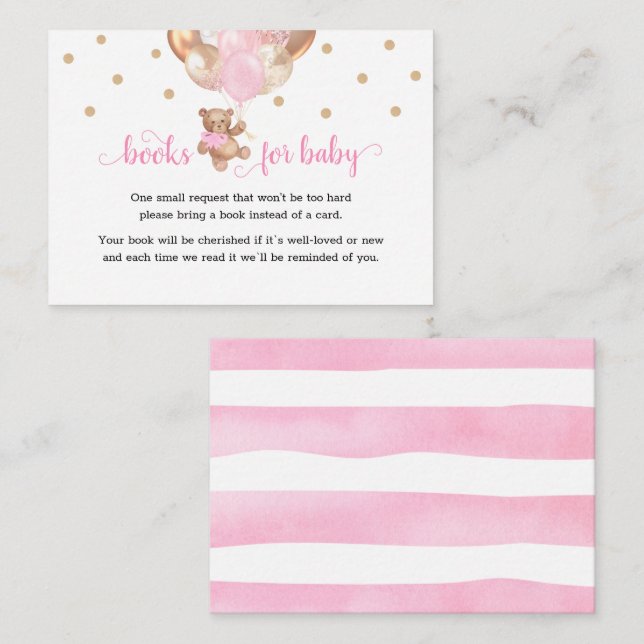 Tarjeta De Recepción Teddy Bear Book Request Baby Shower Enclosure (Anverso / Reverso)