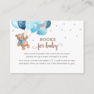 Tarjeta De Recepción Teddy Bear Book Request Baby Shower Enclosure