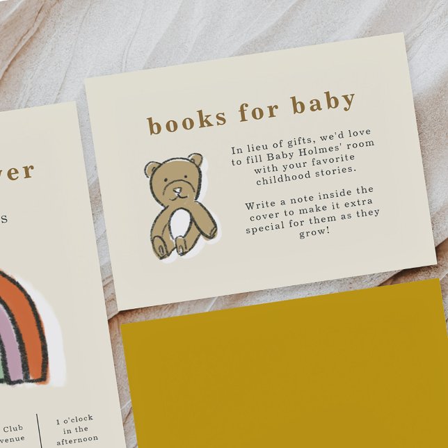 Tarjeta De Recepción Teddy Bear Books para el bebé Baby Shower (Teddy Bear Books for Baby Baby Shower Enclosure Card)