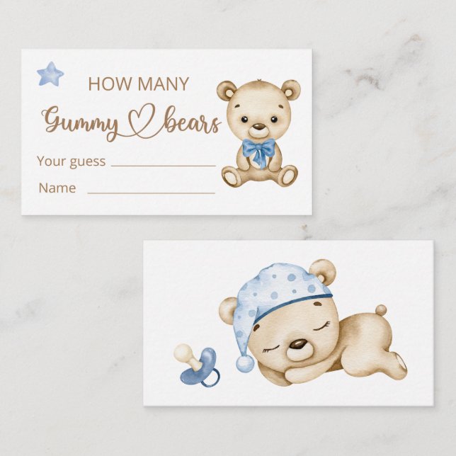 Tarjeta De Recepción Teddy Bear Boy Baby Bear Baby Shower (Anverso / Reverso)