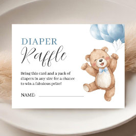 Tarjeta De Recepción Teddy Bear Boy Baby Shower Diaper Raffle