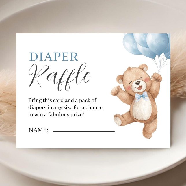 Tarjeta De Recepción Teddy Bear Boy Baby Shower Diaper Raffle (Subido por el creador)