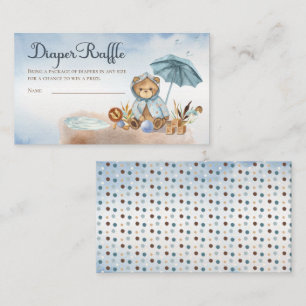 Tarjeta De Recepción Teddy Bear Boy Baby Shower Diaper Raffle