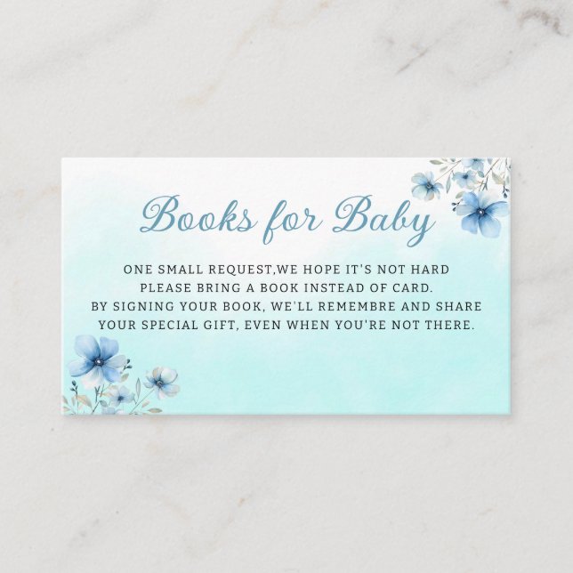 Tarjeta De Recepción Teddy Bear Boy Blue Bearly Wait books para bebé (Anverso)