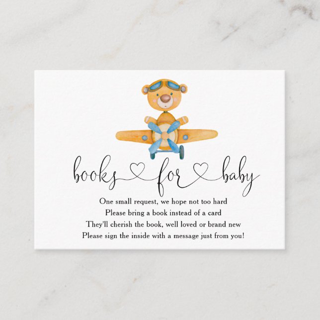 Tarjeta De Recepción Teddy Bear Boys, Niño Del Avión (Anverso)