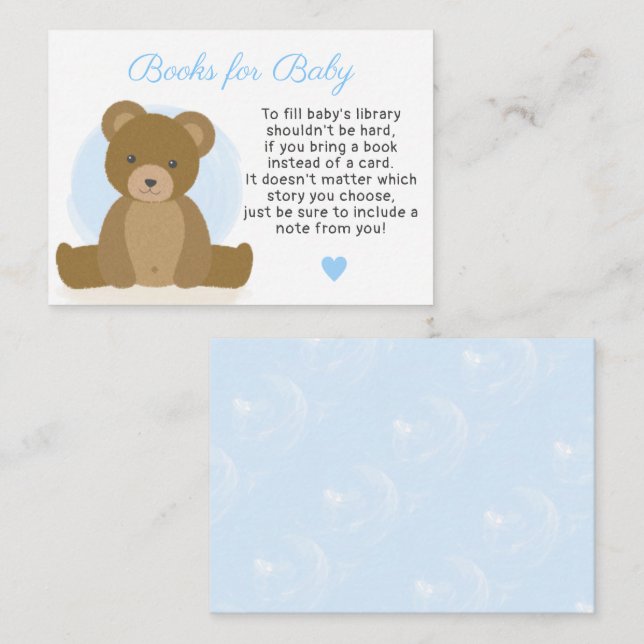 Tarjeta De Recepción Teddy Bear Boys para Baby Boy Baby Shower (Anverso / Reverso)