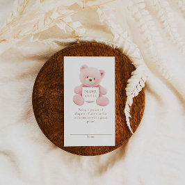 Tarjeta De Recepción Teddy Bear Chica Baby Shower Diaper Raffle Ticket