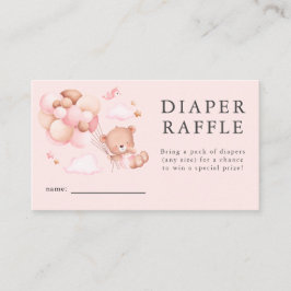 Tarjeta De Recepción Teddy Bear Chica Baby Shower Diaper Raffle Ticket