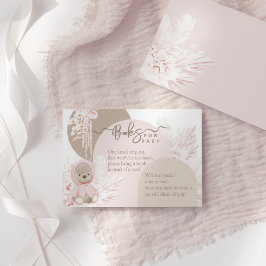 Tarjeta De Recepción Teddy Bear Chica Boho moderno Ducha Libros para be