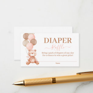 Tarjeta De Recepción Teddy Bear Chica Diaper Raffle
