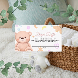 Tarjeta De Recepción Teddy Bear Chica rosado lindo ducha Diaper Raffle