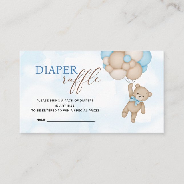 Tarjeta De Recepción Teddy Bear Diaper Raffle (Anverso)