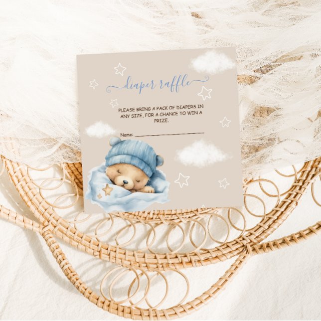 Tarjeta De Recepción Teddy Bear Diaper Raffle Baby Boy Shower (Subido por el creador)