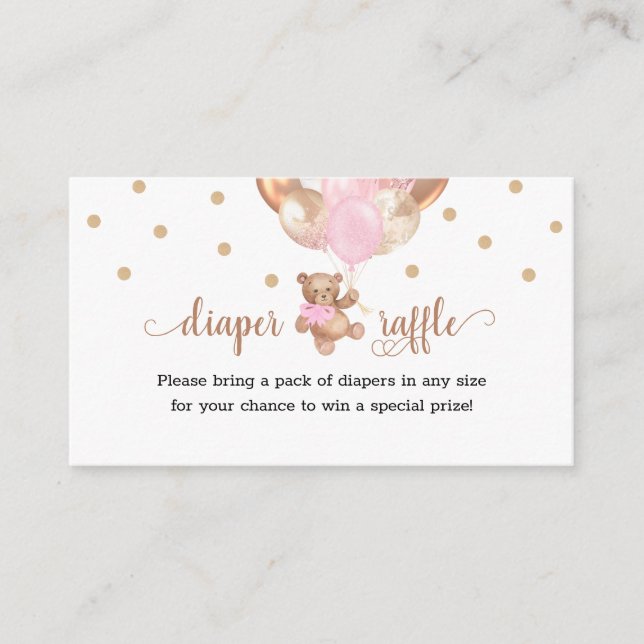 Tarjeta De Recepción Teddy Bear Diaper Raffle Baby Shower Enclosure Car (Anverso)