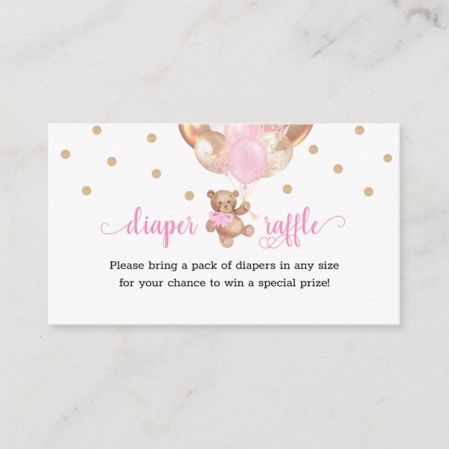 Tarjeta De Recepción Teddy Bear Diaper Raffle Baby Shower Enclosure Car (Anverso)