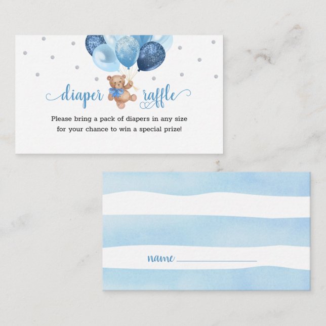 Tarjeta De Recepción Teddy Bear Diaper Raffle Baby Shower Enclosure Car (Anverso / Reverso)