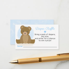 Tarjeta De Recepción Teddy Bear Diaper Raffle Boy Baby Shower