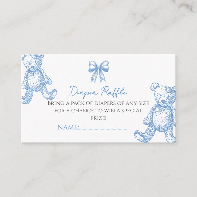 Tarjeta De Recepción Teddy bear diaper raffle ticket (Anverso)