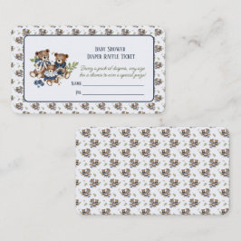 Tarjeta De Recepción Teddy Bear Family Baby Boy Shower Diaper Raffle