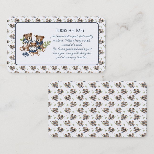 Tarjeta De Recepción Teddy Bear Family Baby Boys Para El Bebé (Anverso / Reverso)