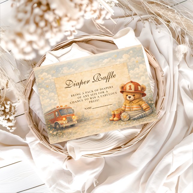 Tarjeta De Recepción Teddy Bear Firefighter Diapper Raffle (Subido por el creador)