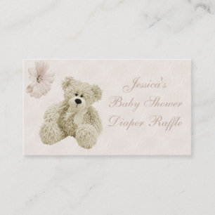Tarjeta De Recepción Teddy Bear Flowers Diaper Raffle