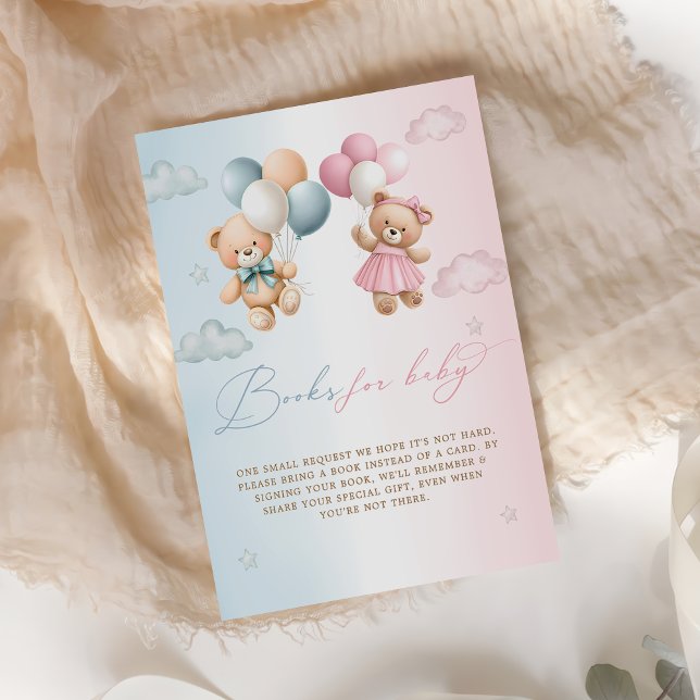 Tarjeta De Recepción Teddy Bear Gender Reveal Book Request (Subido por el creador)