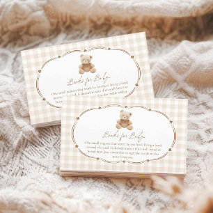 Tarjeta De Recepción Teddy Bear Gingham Books para el bebé