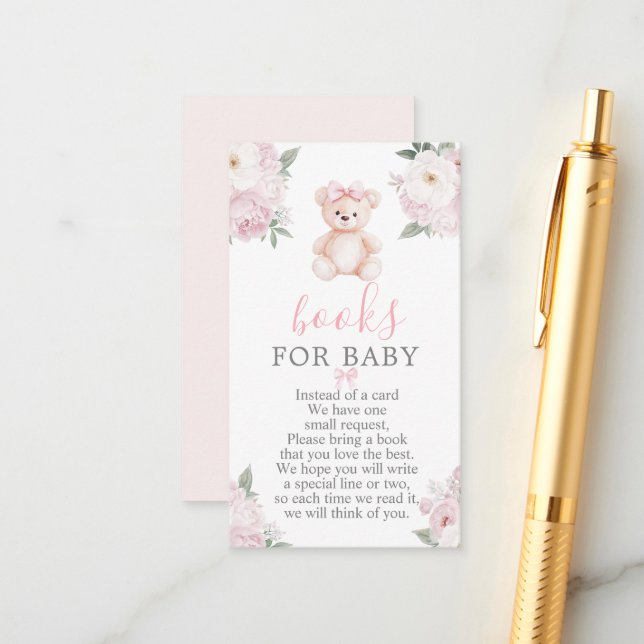 Tarjeta De Recepción Teddy Bear Girl Books for Baby Card (Anverso/Reverso In Situ)