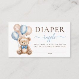 Tarjeta De Recepción Teddy Bear globos azul Baby Shower Diaper Raffle