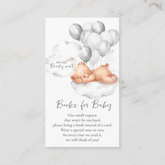 Tarjeta De Recepción Teddy Bear Grey Boy Baby Shower Boys para bebé (Anverso)