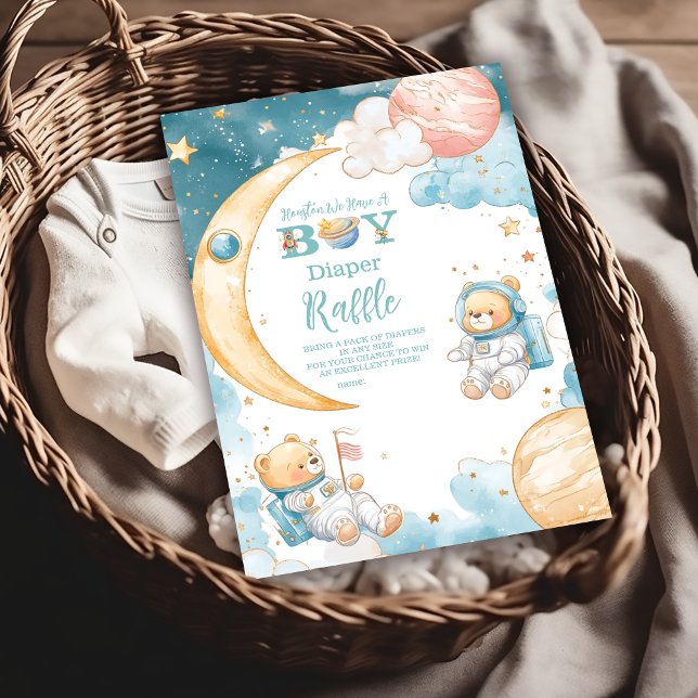 Tarjeta De Recepción Teddy Bear Houston Tenemos Un Niño Diapper Raffle (Subido por el creador)
