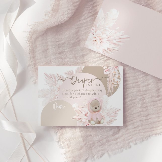 Tarjeta De Recepción Teddy Bear Moderno Boho Chica Baby Shower Diaper (Subido por el creador)